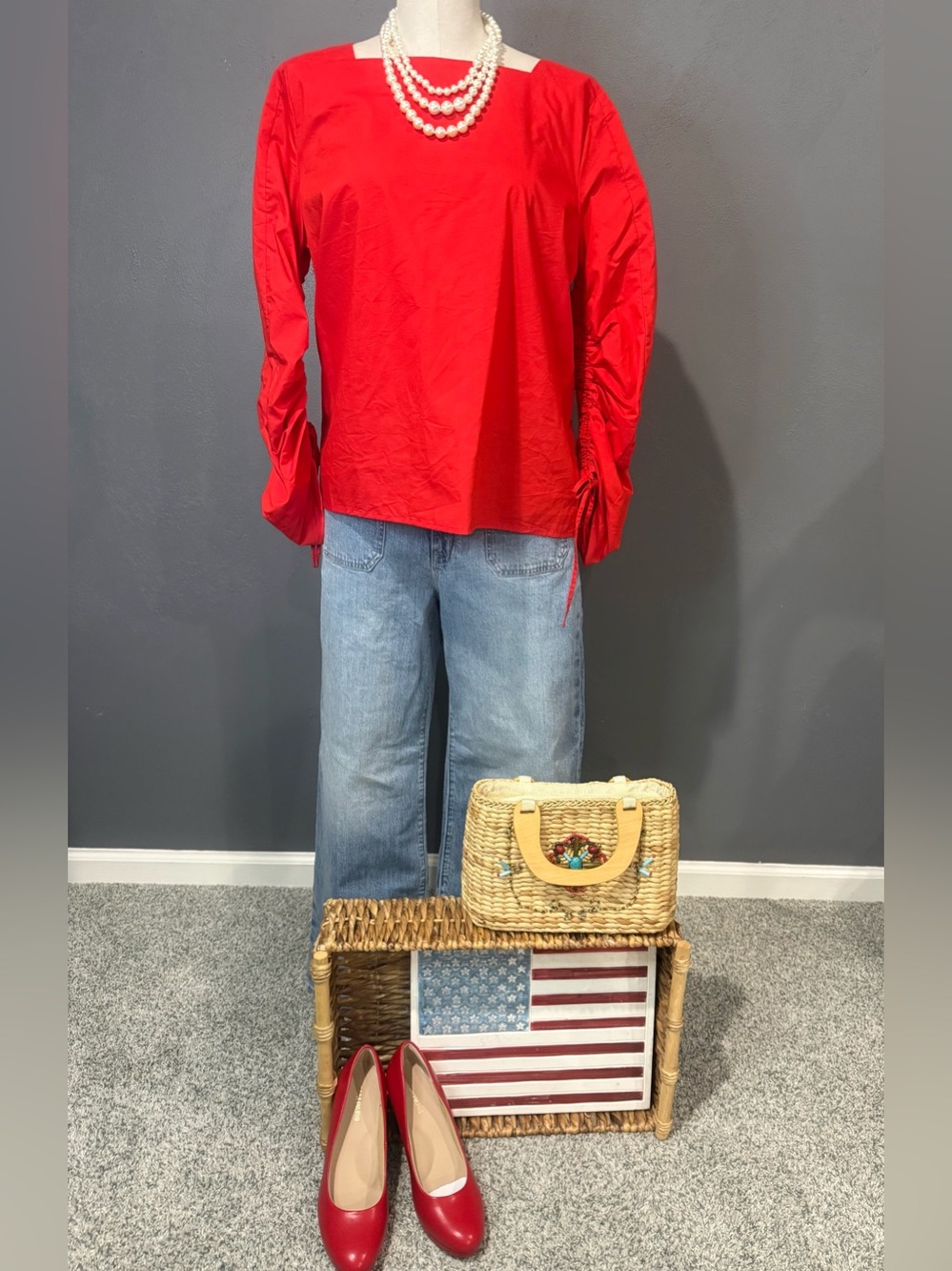 Adrienne Vittadini Red Blouse Top